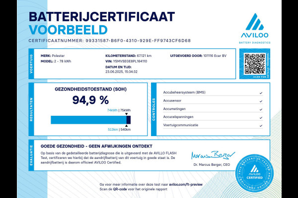 Polestar 2 Long Range Single Motor 78 kWh | Voorstoelen verwarmd | Uitwijk assistent | Rijstrooksensor met correctie | Soh (batterijcheck) 94,9 %