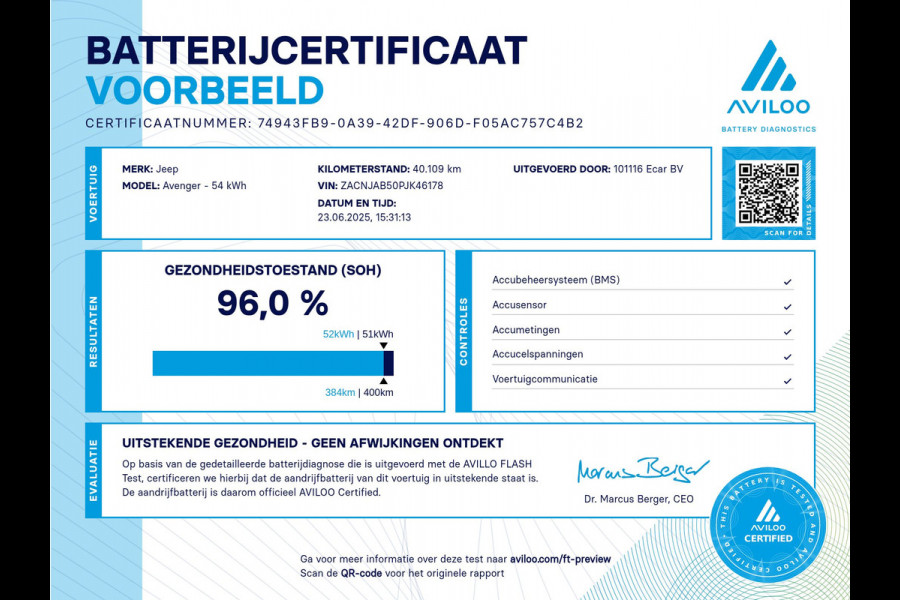 Jeep Avenger Longitude 54 kWh | Navigatie | Voorruit Verwarming | Fabrieks Garantie | | Soh (batterijcheck) 96 %