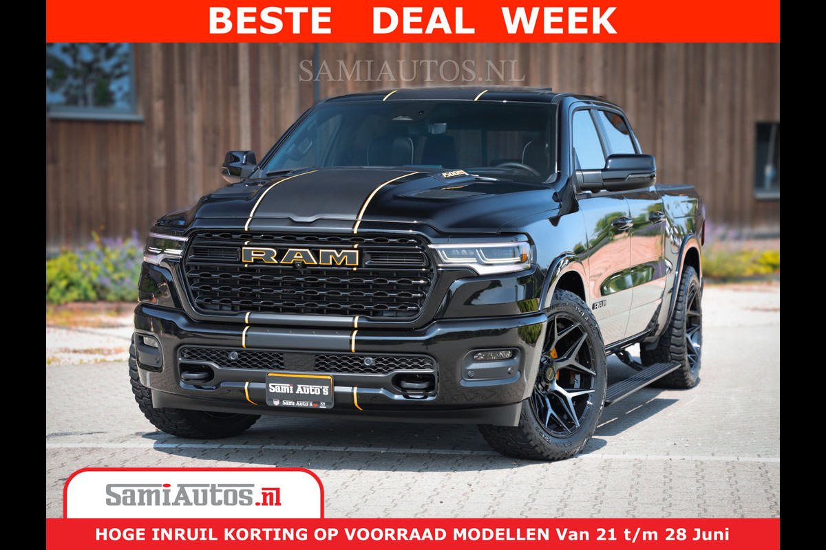 Dodge Ram 1500 Limited Night H.O 540HP 706Nm | Massage + Full Option | De Meest Luxe en Volle Pick-Up in zijn Klasse | Comfortabele Dubbele Cabine met Royale 5 Zitplaatsen | BPM vrij | Nu Leverbaar uit Voorraad | Voorraad Nr 2323 - 5168 Dodge Ram 1500 Limited Night H.O 540HP 706Nm | Massage + Full Option | De Meest Luxe en Volle Pick-Up in zijn Klasse | Comfortabele Dubbele Cabine met Royale 5 Zitplaatsen | BPM vrij | Nu Leverbaar uit Voorraad | Voorraad Nr 2323 - 5168