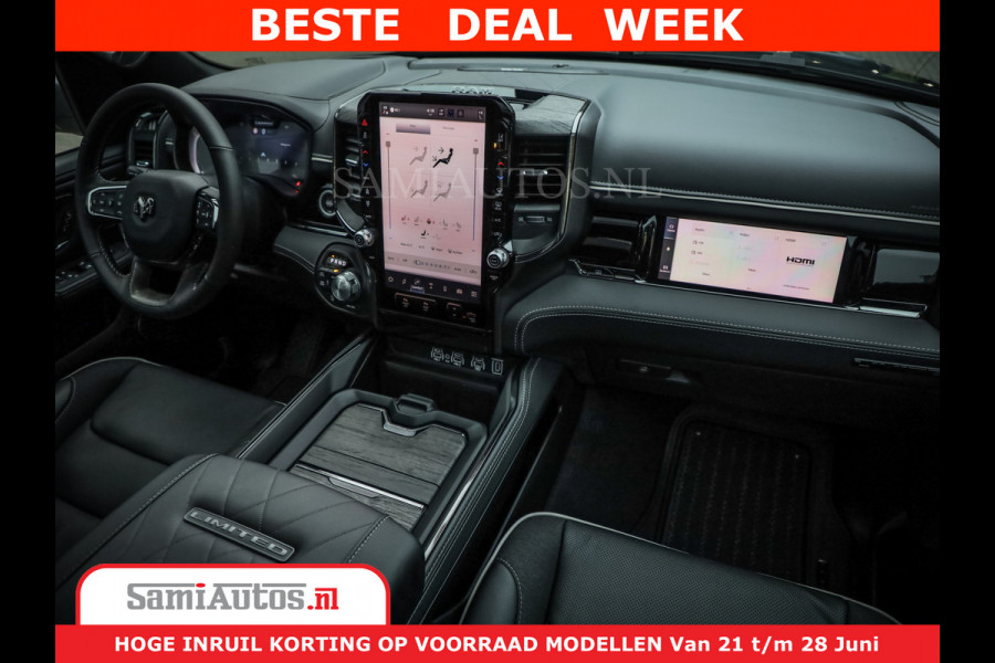 Dodge Ram 1500 Limited Night H.O 540HP 706Nm | Massage + Full Option | De Meest Luxe en Volle Pick-Up in zijn Klasse | Comfortabele Dubbele Cabine met Royale 5 Zitplaatsen | BPM vrij | Nu Leverbaar uit Voorraad | Voorraad Nr 2323 - 5168