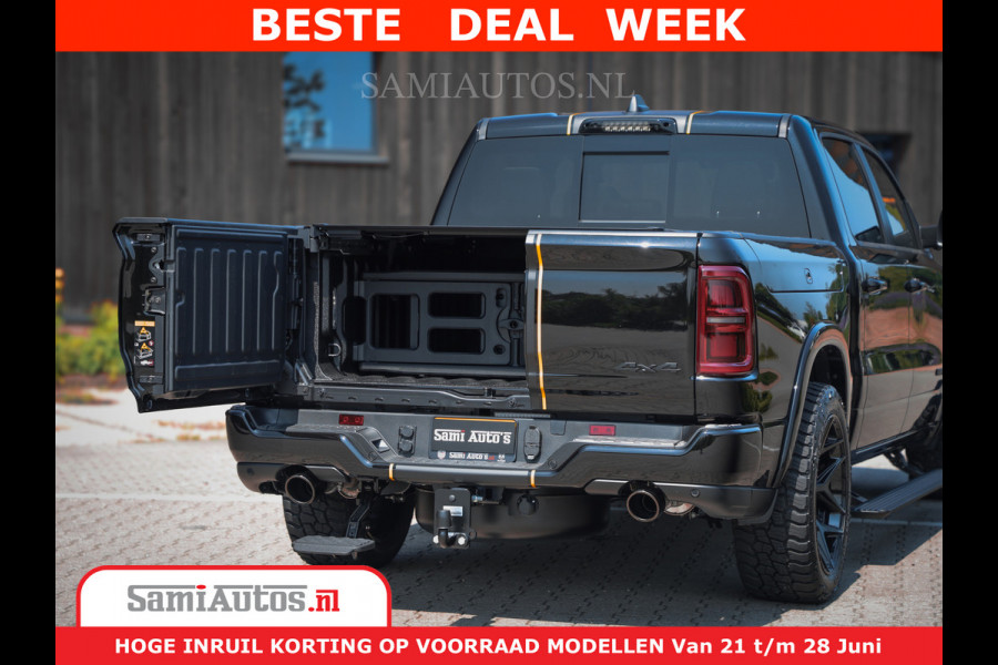 Dodge Ram 1500 Limited Night H.O 540HP 706Nm | Massage + Full Option | De Meest Luxe en Volle Pick-Up in zijn Klasse | Comfortabele Dubbele Cabine met Royale 5 Zitplaatsen | BPM vrij | Nu Leverbaar uit Voorraad | Voorraad Nr 2323 - 5168