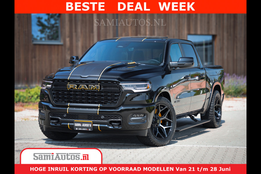 Dodge Ram 1500 Limited Night H.O 540HP 706Nm | Massage + Full Option | De Meest Luxe en Volle Pick-Up in zijn Klasse | Comfortabele Dubbele Cabine met Royale 5 Zitplaatsen | BPM vrij | Nu Leverbaar uit Voorraad | Voorraad Nr 2323 - 5168