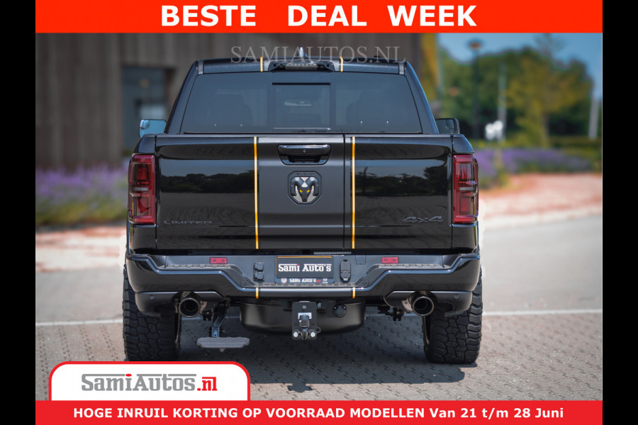 Dodge Ram 1500 Limited Night H.O 540HP 706Nm | Massage + Full Option | De Meest Luxe en Volle Pick-Up in zijn Klasse | Comfortabele Dubbele Cabine met Royale 5 Zitplaatsen | BPM vrij | Nu Leverbaar uit Voorraad | Voorraad Nr 2323 - 5168
