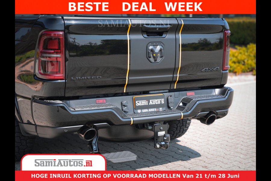 Dodge Ram 1500 Limited Night H.O 540HP 706Nm | Massage + Full Option | De Meest Luxe en Volle Pick-Up in zijn Klasse | Comfortabele Dubbele Cabine met Royale 5 Zitplaatsen | BPM vrij | Nu Leverbaar uit Voorraad | Voorraad Nr 2323 - 5168