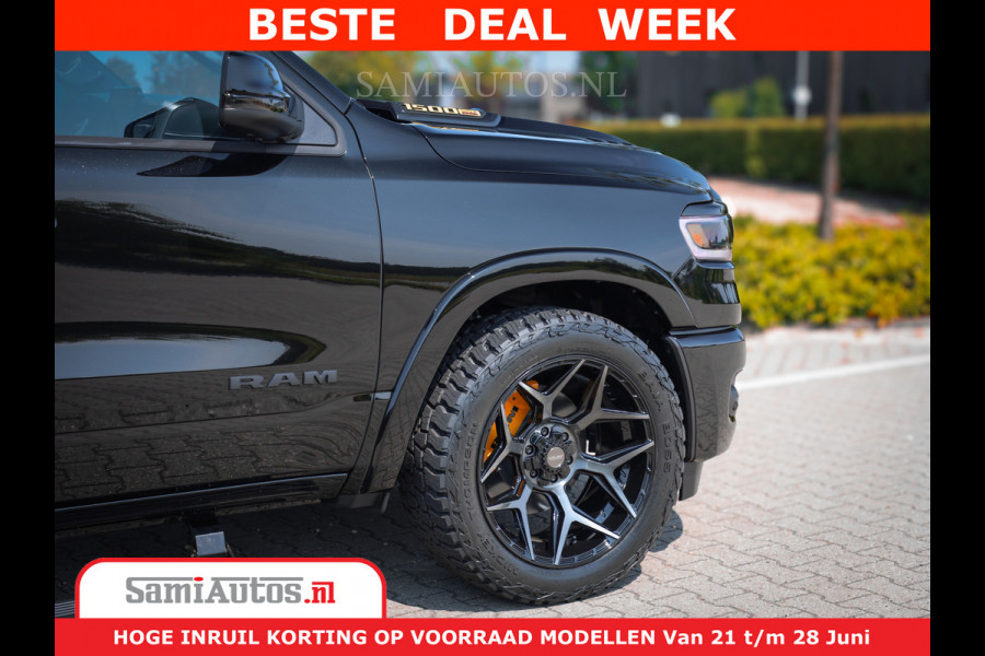 Dodge Ram 1500 Limited Night H.O 540HP 706Nm | Massage + Full Option | De Meest Luxe en Volle Pick-Up in zijn Klasse | Comfortabele Dubbele Cabine met Royale 5 Zitplaatsen | BPM vrij | Nu Leverbaar uit Voorraad | Voorraad Nr 2323 - 5168