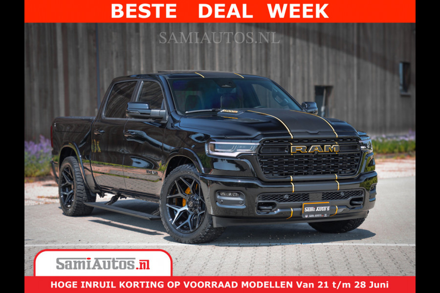 Dodge Ram 1500 Limited Night H.O 540HP 706Nm | Massage + Full Option | De Meest Luxe en Volle Pick-Up in zijn Klasse | Comfortabele Dubbele Cabine met Royale 5 Zitplaatsen | BPM vrij | Nu Leverbaar uit Voorraad | Voorraad Nr 2323 - 5168