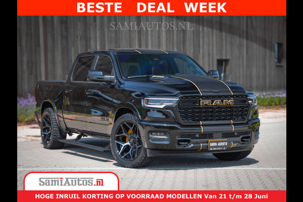 Dodge Ram 1500 Limited Night H.O 540HP 706Nm | Massage + Full Option | De Meest Luxe en Volle Pick-Up in zijn Klasse | Comfortabele Dubbele Cabine met Royale 5 Zitplaatsen | BPM vrij | Nu Leverbaar uit Voorraad | Voorraad Nr 2323 - 5168
