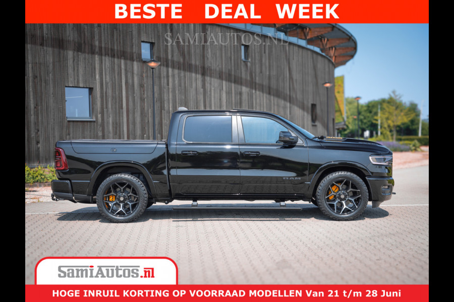 Dodge Ram 1500 Limited Night H.O 540HP 706Nm | Massage + Full Option | De Meest Luxe en Volle Pick-Up in zijn Klasse | Comfortabele Dubbele Cabine met Royale 5 Zitplaatsen | BPM vrij | Nu Leverbaar uit Voorraad | Voorraad Nr 2323 - 5168