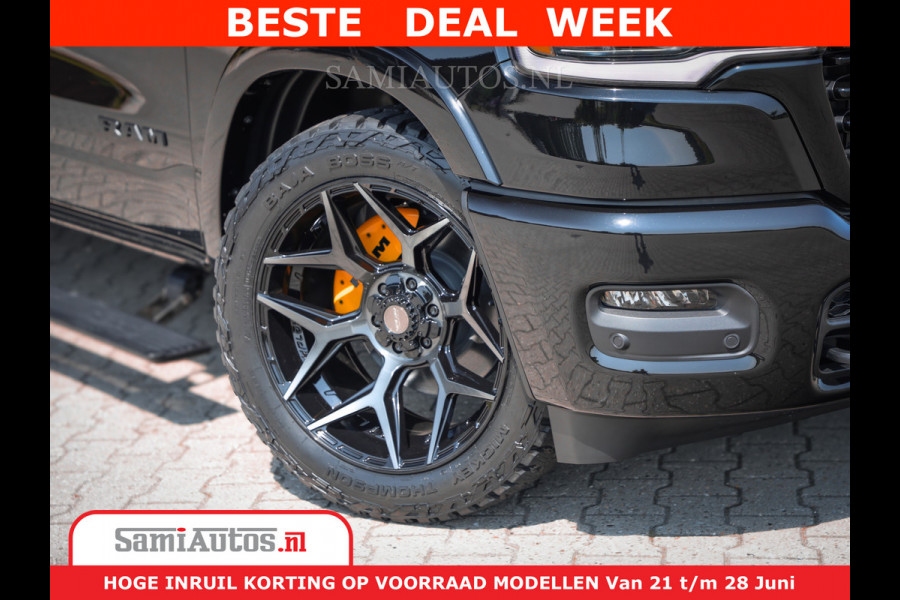 Dodge Ram 1500 Limited Night H.O 540HP 706Nm | Massage + Full Option | De Meest Luxe en Volle Pick-Up in zijn Klasse | Comfortabele Dubbele Cabine met Royale 5 Zitplaatsen | BPM vrij | Nu Leverbaar uit Voorraad | Voorraad Nr 2323 - 5168