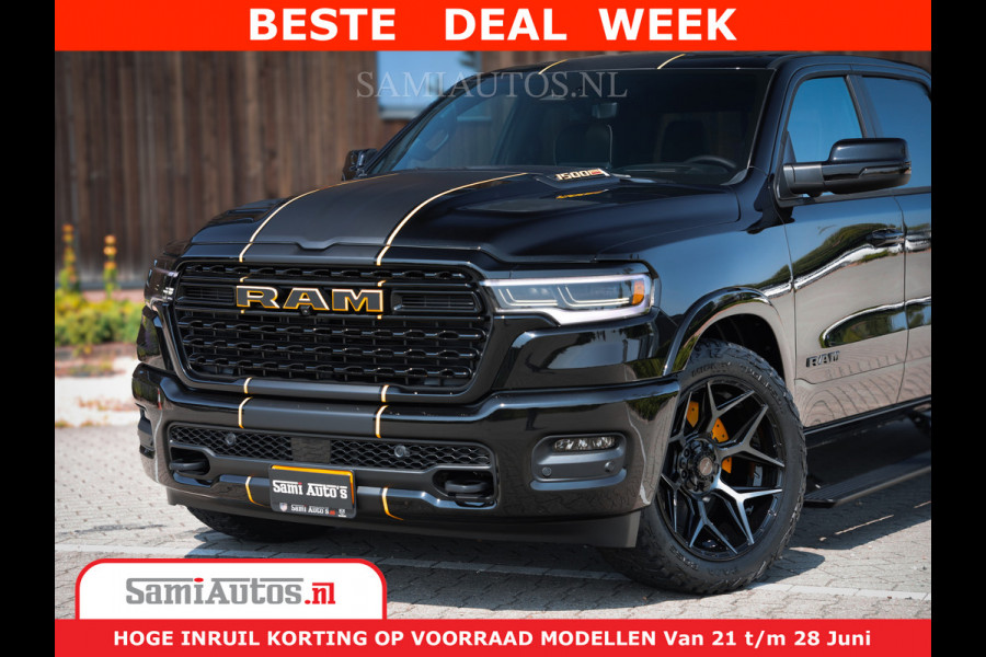 Dodge Ram 1500 Limited Night H.O 540HP 706Nm | Massage + Full Option | De Meest Luxe en Volle Pick-Up in zijn Klasse | Comfortabele Dubbele Cabine met Royale 5 Zitplaatsen | BPM vrij | Nu Leverbaar uit Voorraad | Voorraad Nr 2323 - 5168