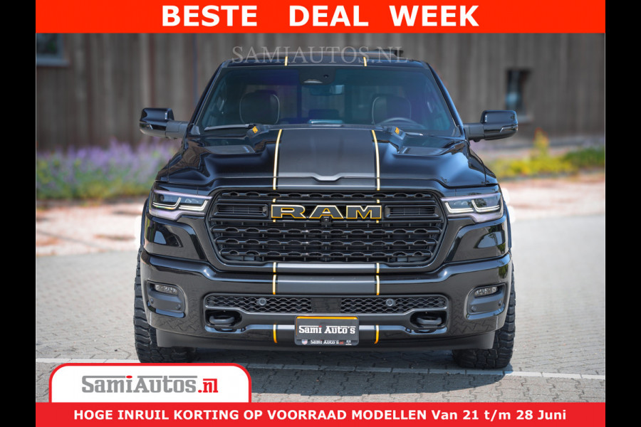 Dodge Ram 1500 Limited Night H.O 540HP 706Nm | Massage + Full Option | De Meest Luxe en Volle Pick-Up in zijn Klasse | Comfortabele Dubbele Cabine met Royale 5 Zitplaatsen | BPM vrij | Nu Leverbaar uit Voorraad | Voorraad Nr 2323 - 5168