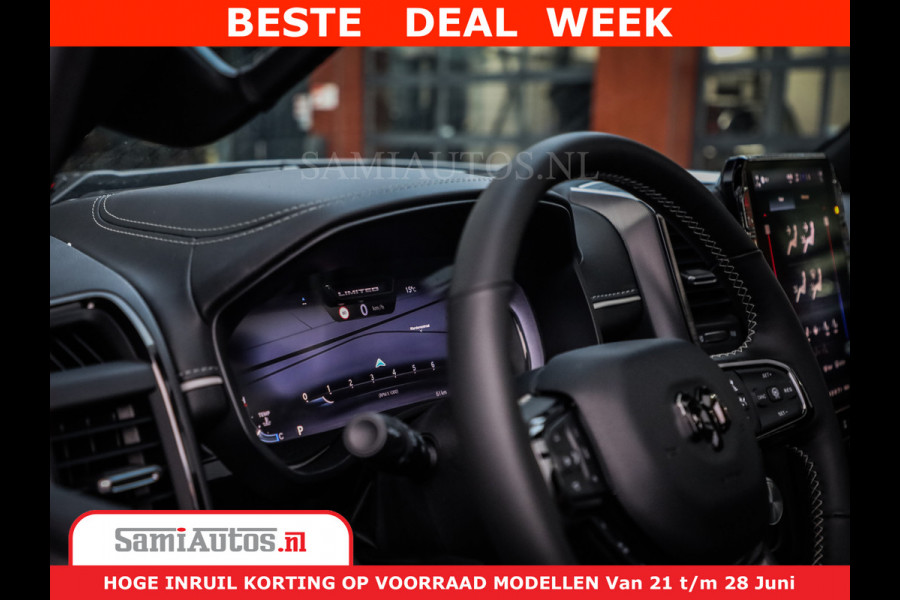Dodge Ram 1500 Limited Night H.O 540HP 706Nm | Massage + Full Option | De Meest Luxe en Volle Pick-Up in zijn Klasse | Comfortabele Dubbele Cabine met Royale 5 Zitplaatsen | BPM vrij | Nu Leverbaar uit Voorraad | Voorraad Nr 2323 - 5168