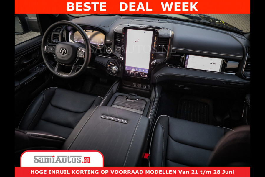 Dodge Ram 1500 1500 Limited Night H.O 540HP 706Nm | Massage + Full Option | De Meest Luxe en Volle Pick-Up in zijn Klasse | Comfortabele Dubbele Cabine met Royale 5 Zitplaatsen | BPM vrij | Nu Leverbaar uit Voorraad | Voorraad Nr 2298 - 7479