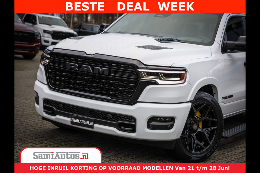 Dodge Ram 1500 1500 Limited Night H.O 540HP 706Nm | Massage + Full Option | De Meest Luxe en Volle Pick-Up in zijn Klasse | Comfortabele Dubbele Cabine met Royale 5 Zitplaatsen | BPM vrij | Nu Leverbaar uit Voorraad | Voorraad Nr 2298 - 7479