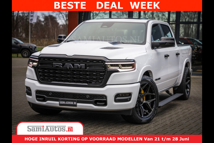 Dodge Ram 1500 1500 Limited Night H.O 540HP 706Nm | Massage + Full Option | De Meest Luxe en Volle Pick-Up in zijn Klasse | Comfortabele Dubbele Cabine met Royale 5 Zitplaatsen | BPM vrij | Nu Leverbaar uit Voorraad | Voorraad Nr 2298 - 7479