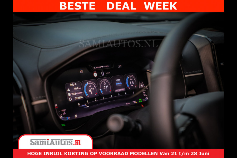 Dodge Ram 1500 1500 Limited Night H.O 540HP 706Nm | Massage + Full Option | De Meest Luxe en Volle Pick-Up in zijn Klasse | Comfortabele Dubbele Cabine met Royale 5 Zitplaatsen | BPM vrij | Nu Leverbaar uit Voorraad | Voorraad Nr 2298 - 7479