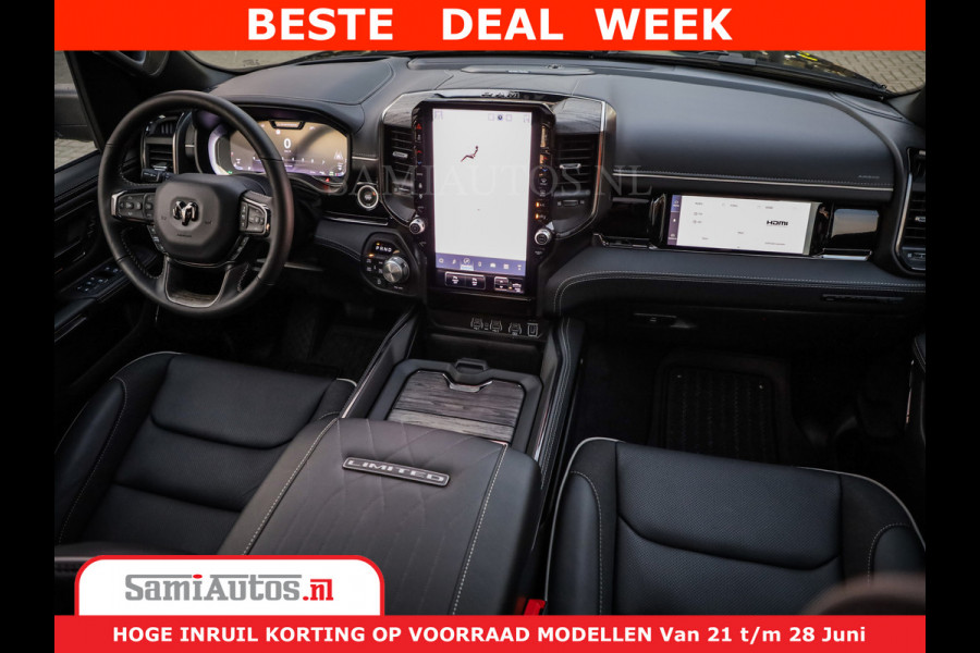 Dodge Ram 1500 1500 Limited Night H.O 540HP 706Nm | Massage + Full Option | De Meest Luxe en Volle Pick-Up in zijn Klasse | Comfortabele Dubbele Cabine met Royale 5 Zitplaatsen | BPM vrij | Nu Leverbaar uit Voorraad | Voorraad Nr 2298 - 7479