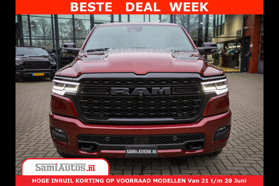 Dodge Ram 1500 Limited Night H.O 540HP 706Nm | Massage + Full Option | De Meest Luxe en Volle Pick-Up in zijn Klasse | Comfortabele Dubbele Cabine met Royale 5 Zitplaatsen | BPM vrij | Nu Leverbaar uit Voorraad | Voorraad Nr 2302 - 7425