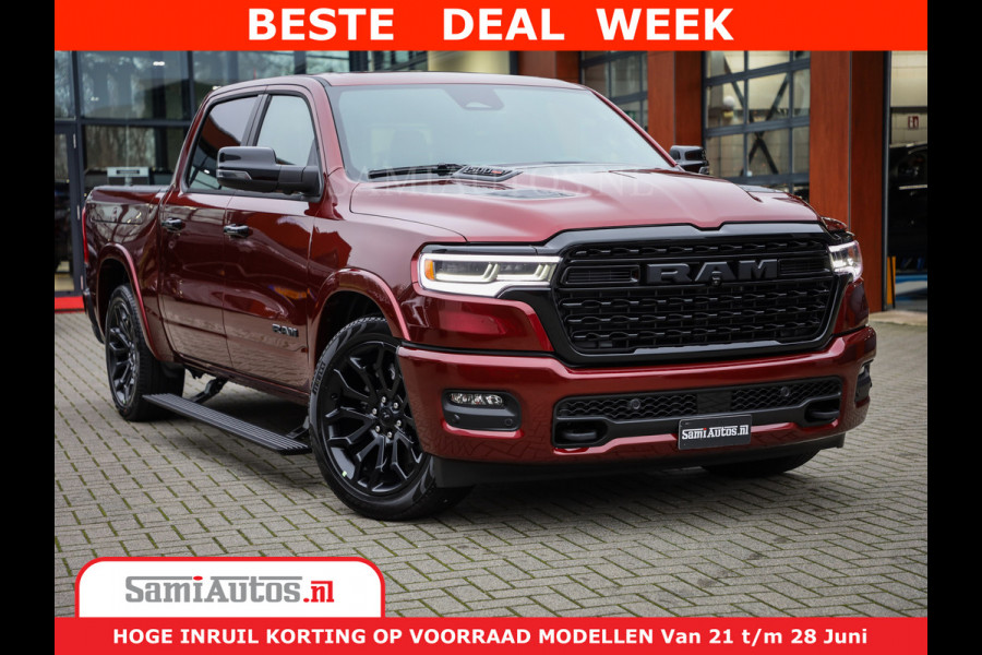 Dodge Ram 1500 Limited Night H.O 540HP 706Nm | Massage + Full Option | De Meest Luxe en Volle Pick-Up in zijn Klasse | Comfortabele Dubbele Cabine met Royale 5 Zitplaatsen | BPM vrij | Nu Leverbaar uit Voorraad | Voorraad Nr 2302 - 7425
