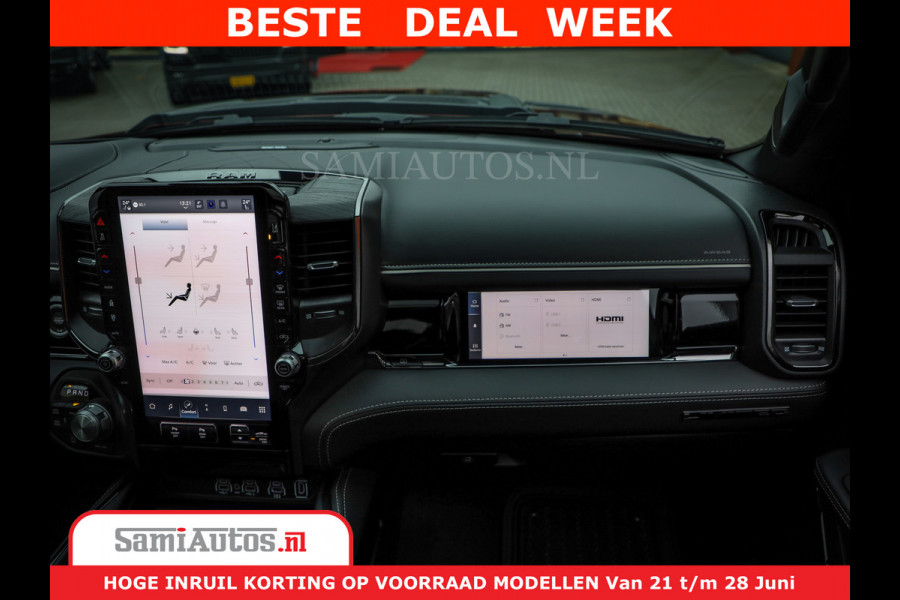 Dodge Ram 1500 Limited Night H.O 540HP 706Nm | Massage + Full Option | De Meest Luxe en Volle Pick-Up in zijn Klasse | Comfortabele Dubbele Cabine met Royale 5 Zitplaatsen | BPM vrij | Nu Leverbaar uit Voorraad | Voorraad Nr 2302 - 7425