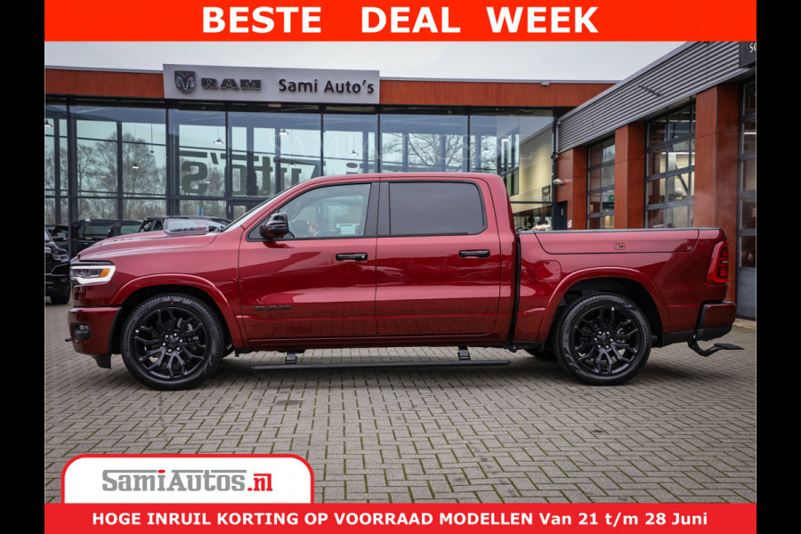 Dodge Ram 1500 Limited Night H.O 540HP 706Nm | Massage + Full Option | De Meest Luxe en Volle Pick-Up in zijn Klasse | Comfortabele Dubbele Cabine met Royale 5 Zitplaatsen | BPM vrij | Nu Leverbaar uit Voorraad | Voorraad Nr 2302 - 7425