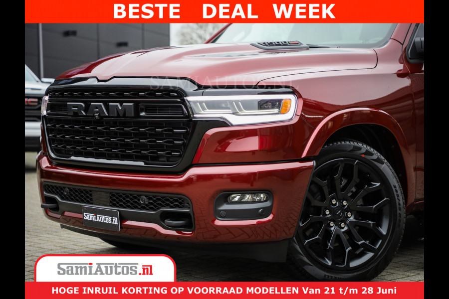 Dodge Ram 1500 Limited Night H.O 540HP 706Nm | Massage + Full Option | De Meest Luxe en Volle Pick-Up in zijn Klasse | Comfortabele Dubbele Cabine met Royale 5 Zitplaatsen | BPM vrij | Nu Leverbaar uit Voorraad | Voorraad Nr 2302 - 7425