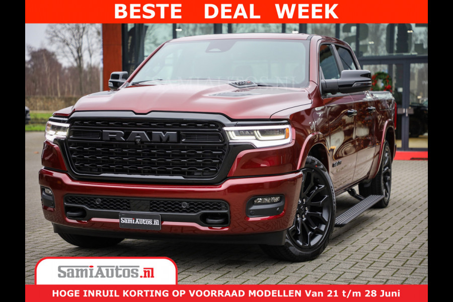 Dodge Ram 1500 Limited Night H.O 540HP 706Nm | Massage + Full Option | De Meest Luxe en Volle Pick-Up in zijn Klasse | Comfortabele Dubbele Cabine met Royale 5 Zitplaatsen | BPM vrij | Nu Leverbaar uit Voorraad | Voorraad Nr 2302 - 7425