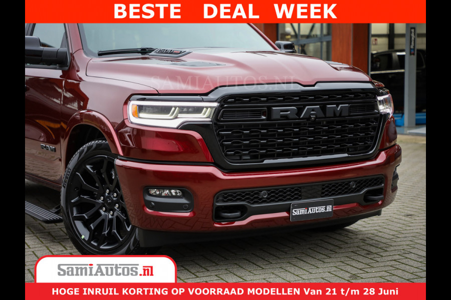 Dodge Ram 1500 Limited Night H.O 540HP 706Nm | Massage + Full Option | De Meest Luxe en Volle Pick-Up in zijn Klasse | Comfortabele Dubbele Cabine met Royale 5 Zitplaatsen | BPM vrij | Nu Leverbaar uit Voorraad | Voorraad Nr 2302 - 7425
