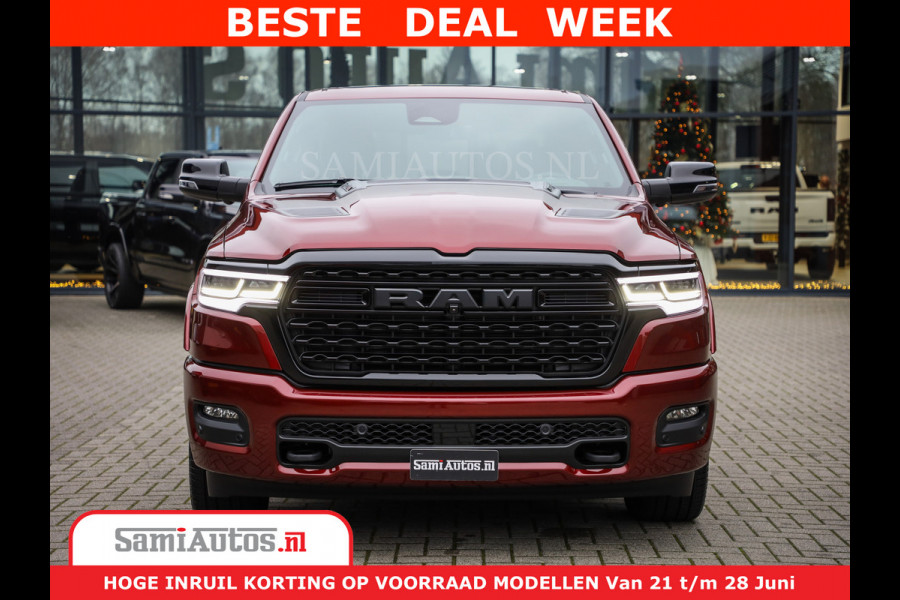 Dodge Ram 1500 Limited Night H.O 540HP 706Nm | Massage + Full Option | De Meest Luxe en Volle Pick-Up in zijn Klasse | Comfortabele Dubbele Cabine met Royale 5 Zitplaatsen | BPM vrij | Nu Leverbaar uit Voorraad | Voorraad Nr 2302 - 7425
