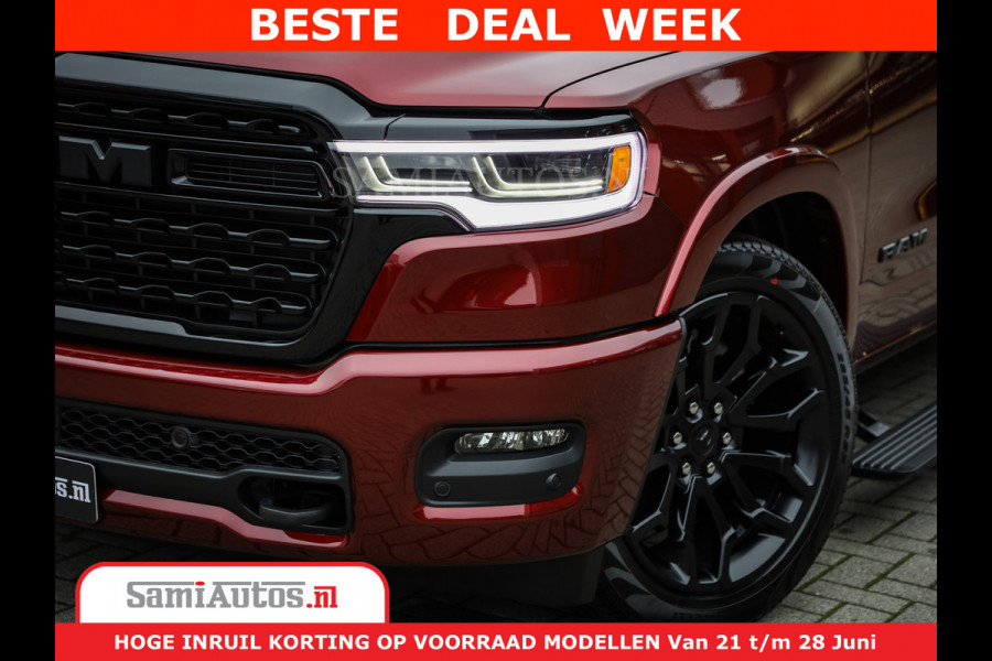 Dodge Ram 1500 Limited Night H.O 540HP 706Nm | Massage + Full Option | De Meest Luxe en Volle Pick-Up in zijn Klasse | Comfortabele Dubbele Cabine met Royale 5 Zitplaatsen | BPM vrij | Nu Leverbaar uit Voorraad | Voorraad Nr 2302 - 7425