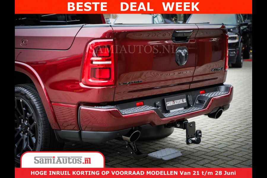 Dodge Ram 1500 Limited Night H.O 540HP 706Nm | Massage + Full Option | De Meest Luxe en Volle Pick-Up in zijn Klasse | Comfortabele Dubbele Cabine met Royale 5 Zitplaatsen | BPM vrij | Nu Leverbaar uit Voorraad | Voorraad Nr 2302 - 7425