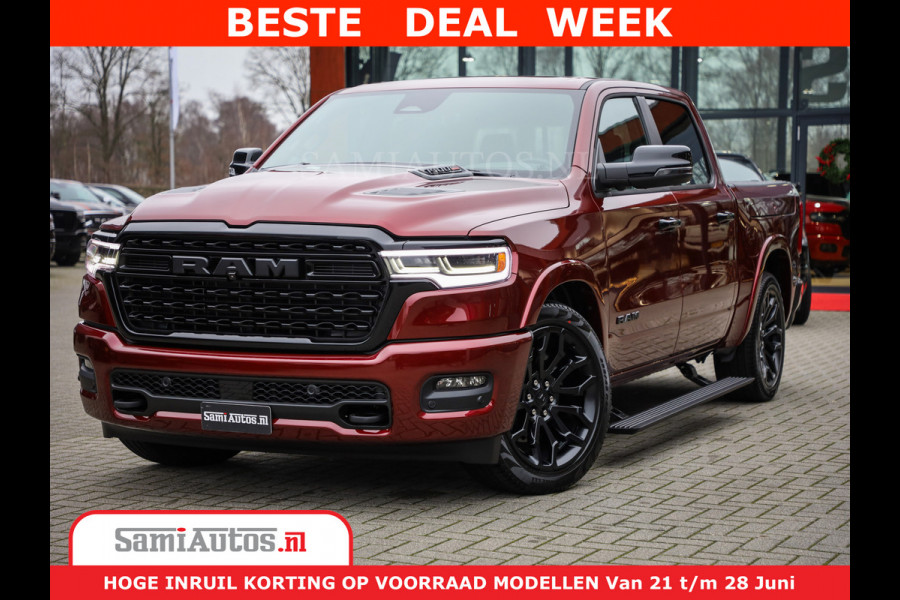 Dodge Ram 1500 Limited Night H.O 540HP 706Nm | Massage + Full Option | De Meest Luxe en Volle Pick-Up in zijn Klasse | Comfortabele Dubbele Cabine met Royale 5 Zitplaatsen | BPM vrij | Nu Leverbaar uit Voorraad | Voorraad Nr 2302 - 7425