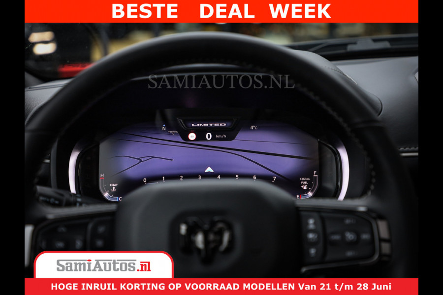 Dodge Ram 1500 Limited Night H.O 540HP 706Nm | Massage + Full Option | De Meest Luxe en Volle Pick-Up in zijn Klasse | Comfortabele Dubbele Cabine met Royale 5 Zitplaatsen | BPM vrij | Nu Leverbaar uit Voorraad | Voorraad Nr 2302 - 7425