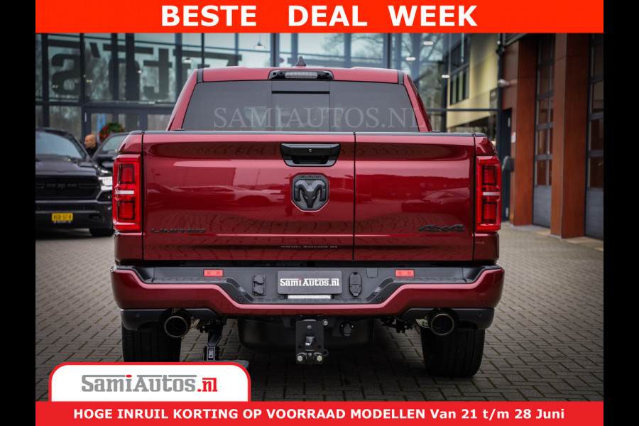 Dodge Ram 1500 Limited Night H.O 540HP 706Nm | Massage + Full Option | De Meest Luxe en Volle Pick-Up in zijn Klasse | Comfortabele Dubbele Cabine met Royale 5 Zitplaatsen | BPM vrij | Nu Leverbaar uit Voorraad | Voorraad Nr 2302 - 7425