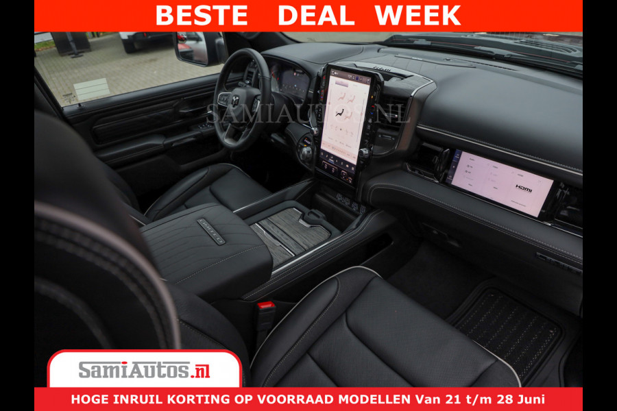 Dodge Ram 1500 Limited Night H.O 540HP 706Nm | Massage + Full Option | De Meest Luxe en Volle Pick-Up in zijn Klasse | Comfortabele Dubbele Cabine met Royale 5 Zitplaatsen | BPM vrij | Nu Leverbaar uit Voorraad | Voorraad Nr 2302 - 7425