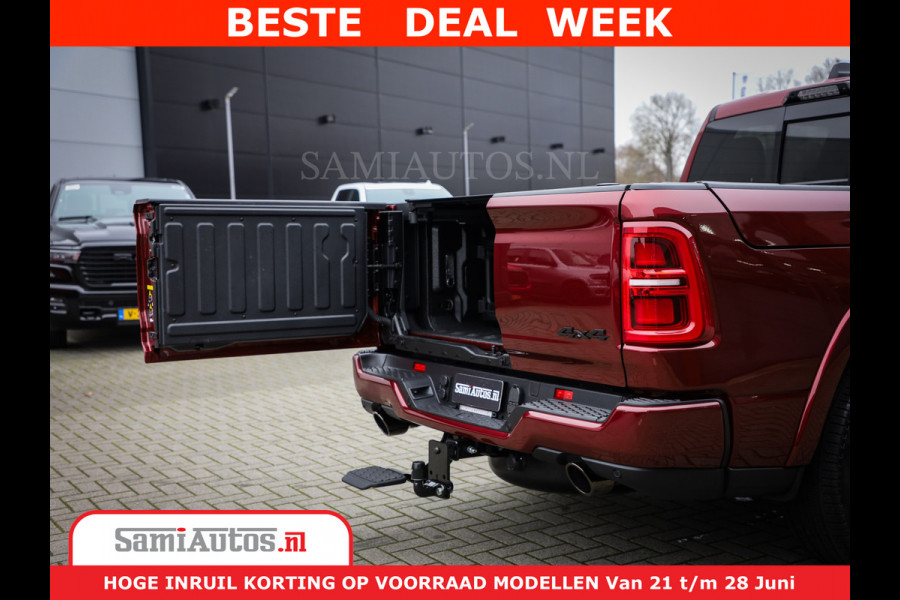 Dodge Ram 1500 Limited Night H.O 540HP 706Nm | Massage + Full Option | De Meest Luxe en Volle Pick-Up in zijn Klasse | Comfortabele Dubbele Cabine met Royale 5 Zitplaatsen | BPM vrij | Nu Leverbaar uit Voorraad | Voorraad Nr 2302 - 7425