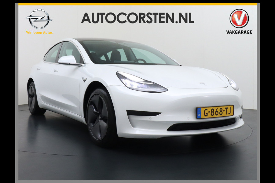 Tesla Model 3 RWD SR+ 60kWh 325PK FSD 3-Computer 18" AutoPilot Leder PanoDak Adaptive-Cruise Lmv Camera's Elektr.-Stuur+Stoelen+Spiegels+Geheu Navi LED Comfortstoelen ACC DAB Voorverwarmen interieur via App Keyless via Telefoonsleutel One-Pedal-Drive Origineel Nederlandse auto tot 11kw laden thuis! 1.584kg licht!