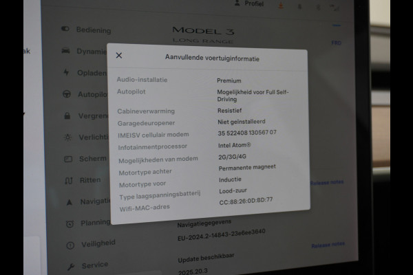Tesla Model 3 Long Range AWD 75kWh 463PK FSD-3 Computer Premium Audio 4wd AutoPilot Panoramadak Camera's Leer Adaptive-Cruise-Control+Stop&Go  Stoel en achterbank verwarming Electr.Stoelen+Memory+Easy-Entry WiFi 1e Eigenaar Org. Nederlandse Auto Garantie op Accu/Motor tot 18-09-2027/192.000km