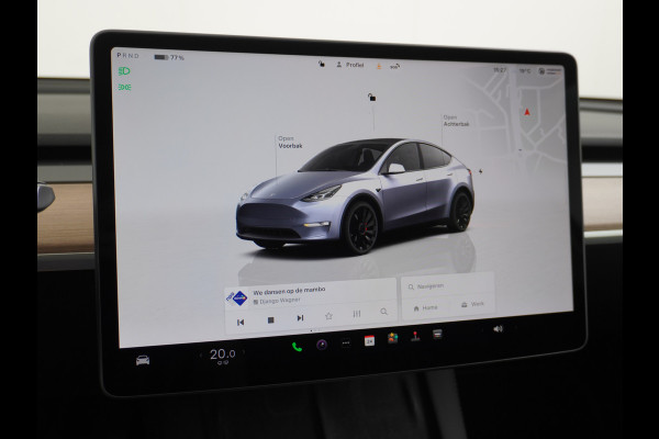 Tesla Model Y Performance 534pk 0-100 3,8 sec. AWD 78,1kWh Warmte-pomp 21"-lm FSD-Comp.3 AutoPilot Carbon-Spoiler Elekr.Achterklep AMD-Ryzen-i 3xCamera Navi LED ACC DAB Voorverwarmen interieur en Keyless via App One-Pedal-Drive Rode Remklauwen Garantie op Accu 13-04-2031 maz. 192.000km max. 250Kw laadvermogen !