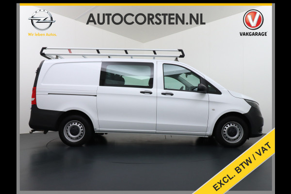 Mercedes-Benz Vito 114CDI AUT D.C Dubbele Cabine Lang 6-Pers. Airco Navi Camera Pdc Bluetooth Cruise Control Regen-Lichtsensor Pdc Betonplex Vloer Schuifdeur Imperiaal Bank voor Comfort 1e Eigenaar Euro 6