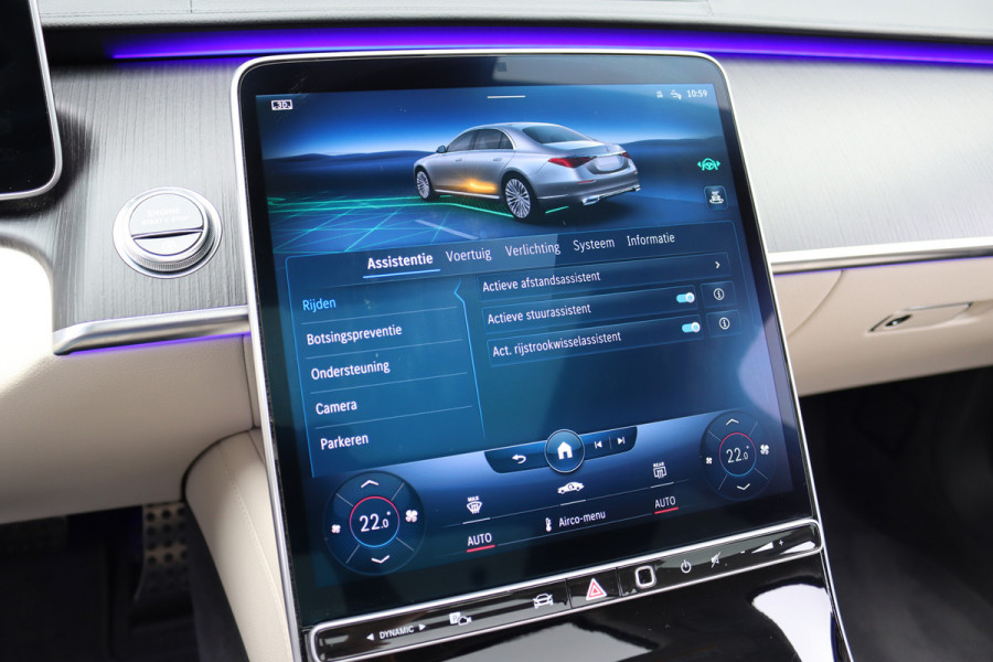 Mercedes-Benz S-Klasse 500 4MATIC AMG Line Aut9 | Achterasbesturing | Distronic+ | Airmatic | Entertainment Achter | Massage | HUD | Burmester | Vlakkenverwarming | Stoelventilatie | Digital Light |