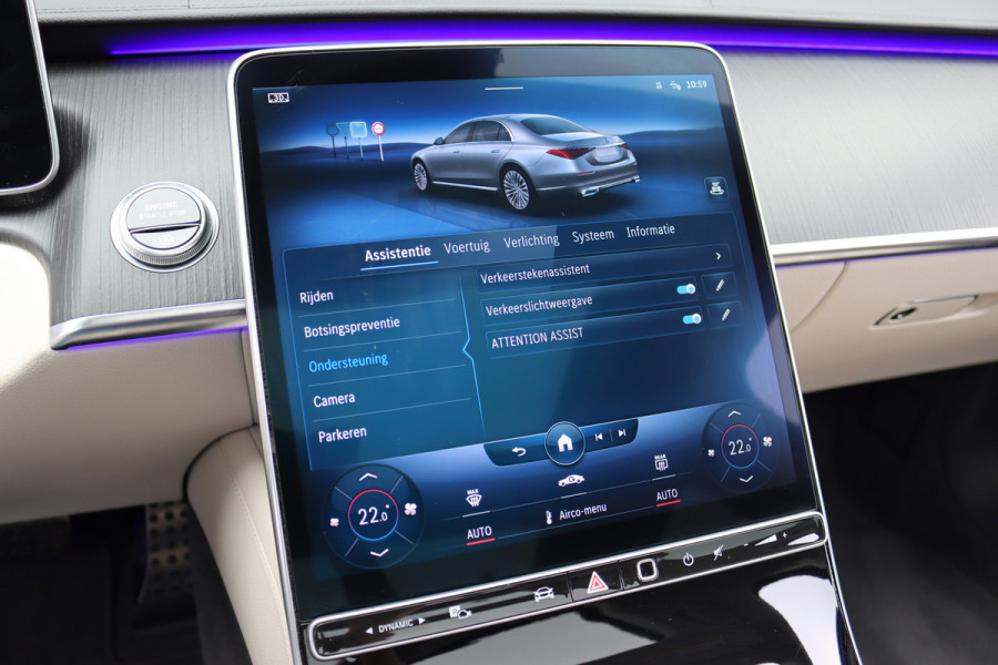 Mercedes-Benz S-Klasse 500 4MATIC AMG Line Aut9 | Achterasbesturing | Distronic+ | Airmatic | Entertainment Achter | Massage | HUD | Burmester | Vlakkenverwarming | Stoelventilatie | Digital Light |