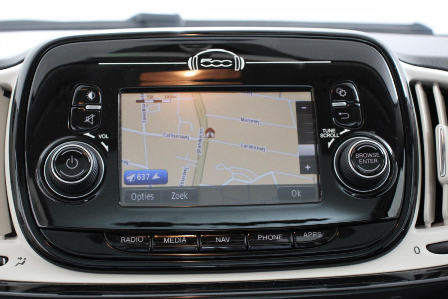 Fiat 500 1.2 Lounge | Navigatie | Lederen Interieur | Climate Control | Panoramadak | Parkeer sensoren