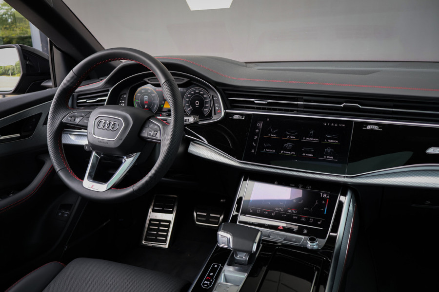 Audi Q8 60 TFSI e quattro Pro Line S Competition 490pk ACHTERAS BESTURING| STOELVERWARMING & VERKOELING | MASSAGE | ADAPTIVE | TREKHAAK | SFEERVERLICHTING | RED STITCHING |