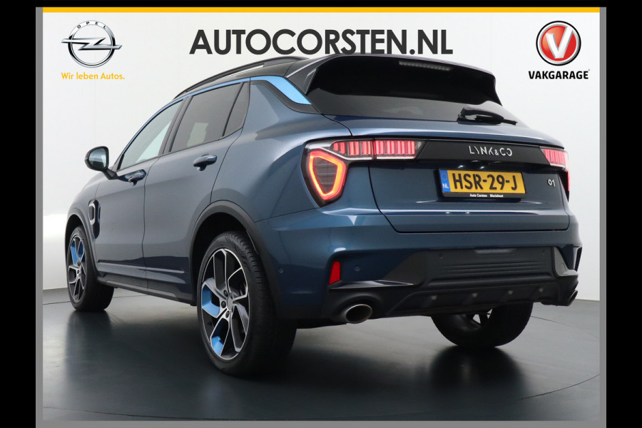 Lynk & Co 01 1.5 PHEV AUT-7 261pk 4wd Pano-Schuif-K-dak 20" 360°Camera Apple Carplay Android Auto Adaptive-Cr Navi Pdc-a+v Ecc Keyless Led M- Elek.Memory.Stoel File assistent Dodehoek detector Elektrisch bedienbare achterklep Rijstrooksensor Wifi Verkeersbord detectie 425Nm koppel 3,6kw laadvermogen A-label Euro 6 Hybride Benzine / Elektrisch rijden tot ca 69km  1800kg trekvermogen