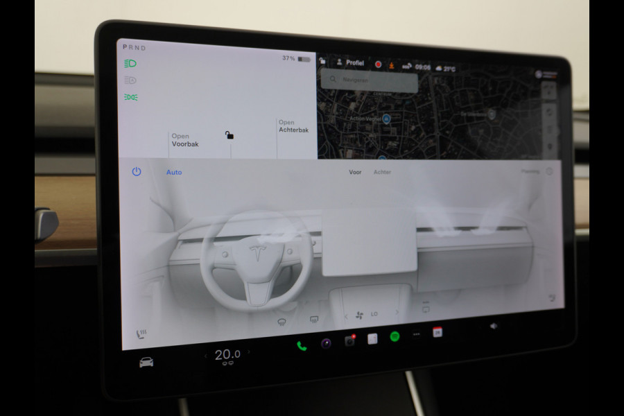Tesla Model 3 RWD SR+ 60kWh 325PK FSD 3-Computer 18" AutoPilot Leder PanoDak Adaptive-Cruise Lmv Camera's Elektr.-Stuur+Stoelen+Spiegels+Geheu Navi LED Comfortstoelen ACC DAB Voorverwarmen interieur via App Keyless via Telefoonsleutel One-Pedal-Drive Origineel Nederlandse auto tot 11kw laden thuis! 1.584kg licht! Accu Garantie tot 28-04-2028/160.000km