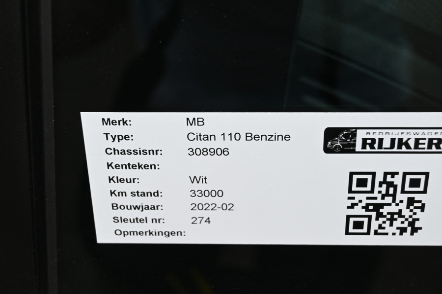 Mercedes-Benz Citan 110 L1 Pro Benzine MBUX met Smartphone integratiepakket, 2 Zitsbank