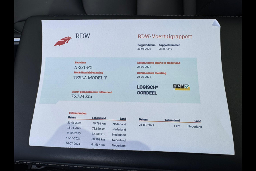 Tesla Model Y Long Range AWD 75 kWh Black line, 20 inch, panoramadak, leder, Nederlandse auto met nationale auto pas