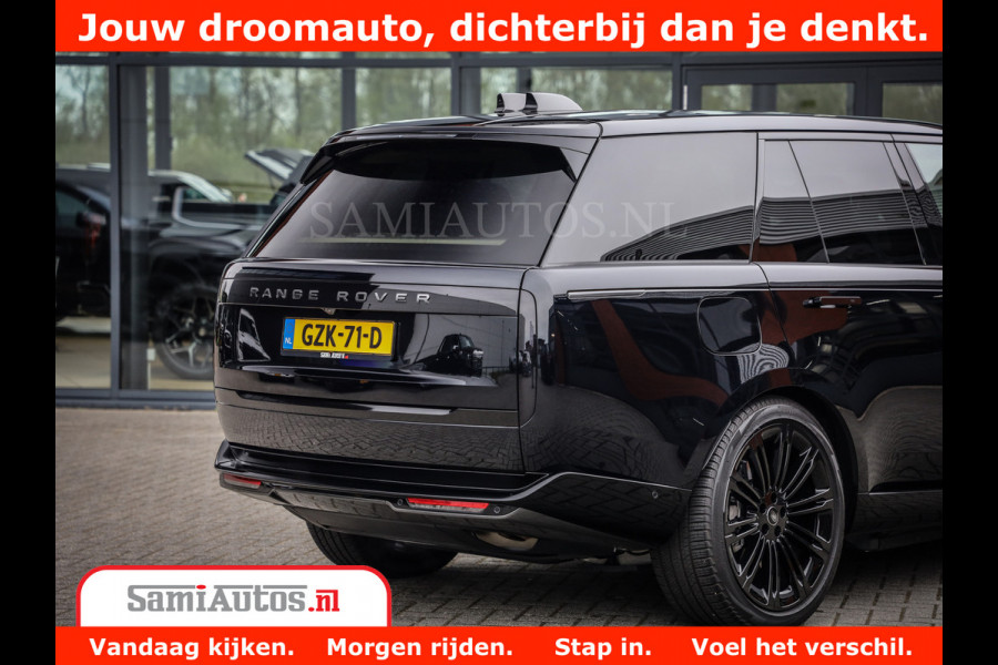 Land Rover Range Rover P550e | NIGHT | GARANTIE TOT 14-03-2029 | HEAD-UP | ACHTERAS BESTURING | SOFT CLOSE | PHEV | 23 INCH VELGEN | PANORAMADAK | STUURVERWARMING | STOEL KOELING | Fabrieksgarantie tot 14-03-2029 – Geniet van gemoedsrust met uitgebreide dekking tot deze datum. GZK-71-D
