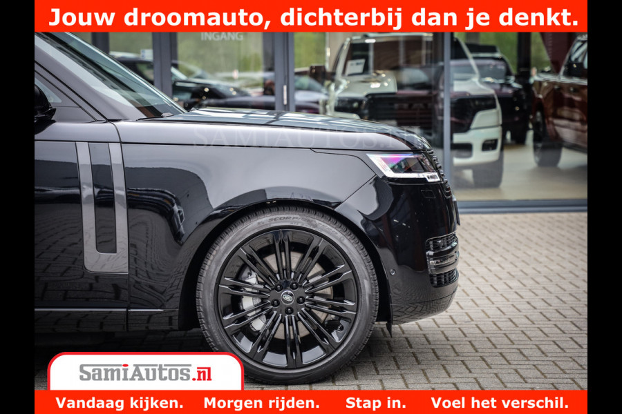 Land Rover Range Rover P550e | NIGHT | GARANTIE TOT 14-03-2029 | HEAD-UP | ACHTERAS BESTURING | SOFT CLOSE | PHEV | 23 INCH VELGEN | PANORAMADAK | STUURVERWARMING | STOEL KOELING | Fabrieksgarantie tot 14-03-2029 – Geniet van gemoedsrust met uitgebreide dekking tot deze datum. GZK-71-D
